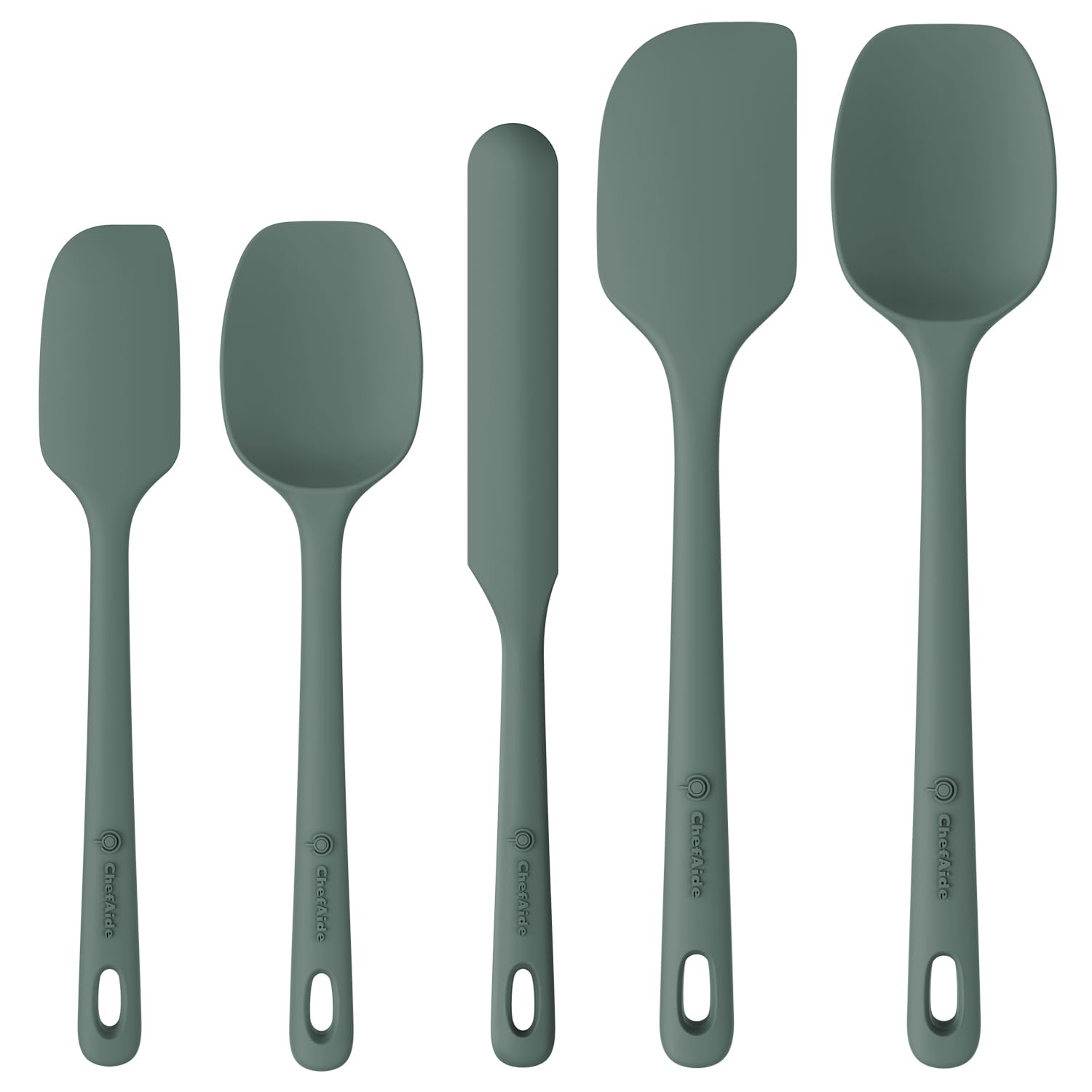 5 Pieces Silicone Spatula Set, Food Grade Rubber Spatula, Upgrade Strong Handle with Ergonomic Grip, Heat Resistant Up to 600°F for Nonstick Cookware, Cooking
